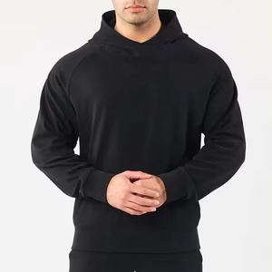 Sweat à capuche léger pour homme, manches longues, personnalisé, avec poche, 100% coton molletonné, écologique, faible MOQ, conception OEM, pull-over - Product Image 4