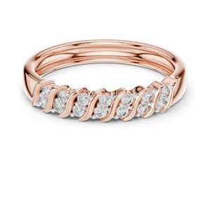 Bague ondulée en diamant de laboratoire rond brillant de 0,168 carat pour femme, clarté VVS-VS EF, or 18 carats, 14 carats, 10 carats et argent 925, moissanite - Product Image 1
