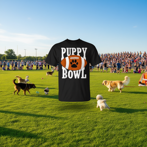 T-shirt Puppy Bowl Sunday per appassionati di cani, nera, taglia adulto - Product Image 3