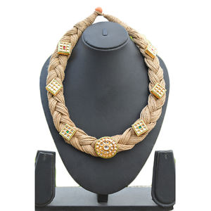 Collier en jute tribal doré avec perles kundan, dernier cri de la mode indienne, pour femmes et filles - Product Image 6