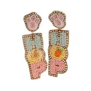 Boucles d'oreilles lapin vert de Style classique pour Pâques bijoux perlés faits à la main pour les femmes lapin festif balancent cadeau de vacances - Product Image 5