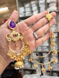 Premium Brass Base Pachi Kundan Doublet Stone Kashmiri <b>Earrings</b> <b>Gold</b> Polish <b>Earrings</b> For Women Latest Unique Design <b>Earrings</b> - Product Image 2