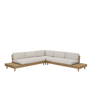 Sofá Modular en Forma de L para Exteriores, Base de Plataforma de Madera Maciza, Perfil Bajo, Muebles Seccionales para Jardín - Product Image 6