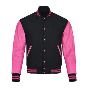 Chaqueta Varsity de Béisbol de Alta Calidad en Cuero Genuino con Diseño de Logotipo Personalizado en la Parte Delantera, Unisex, Estilo Urbano, para Invierno - Product Image 1