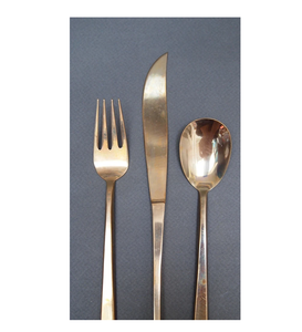 Hotel Serve Ware Juego de cubiertos de acero con espejo en color dorado Juego de cubiertos para servir y comer para bodas con mango tallado - Product Image 3