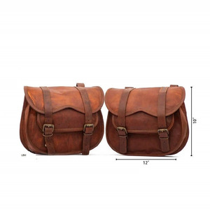 Vintage Rock Style Leather Bike <b>Bag</b> Set Motorcycle Side Pouch with Button Embroidery Fashionable for Summer Winter Spring Riding - Product Image 4