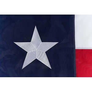 Bandera de Texas de alta resistencia 5x8 para exteriores, de lona de nailon Oxford con cabecera de fibra de vidrio, bordada con banderas de los Estados Unidos y rayas cosidas, hecha en Texas. - Product Image 3