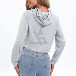 Ventes en gros de sweats à capuche courts personnalisés pour femmes, sweats à capuche courts en coton pour femmes, sweats à capuche en molleton brossé pour femmes, sweats à capuche à la mode, taille plus, conception OEM - Product Image 2