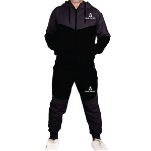 Ensemble de survêtements pour hommes 100% coton veste d'entraînement zippée et pantalon de survêtement léger et doux au toucher polyester adapté à l'intérieur - Product Image 2