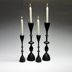 Suporte de vela de madeira para decoração de Natal em casa, mais vendido, feito à mão, preto fosco, de alta demanda