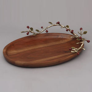 ถาดเสิร์ฟหินอ่อนดีไซน์หรูหรา พร้อมหูจับเปลือกหอยสีทองโบราณ คลาสสิก สีขาวล้วน สำหรับเสิร์ฟอาหาร - Product Image 4