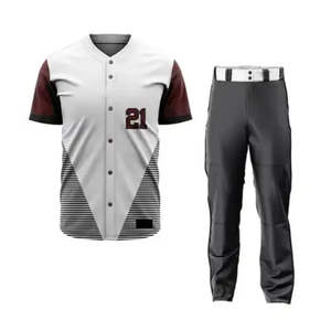 2025 meilleur uniforme de baseball avec logo personnalisé pour hommes et col en V respirant 100% polyester grande taille uniforme de baseball de couleur unie - Product Image 1