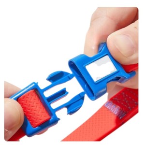 Collier pour chien en nylon rouge avec boucle bleue, réglable, design simple, utilisable toute l'année pour les chiens - Product Image 2