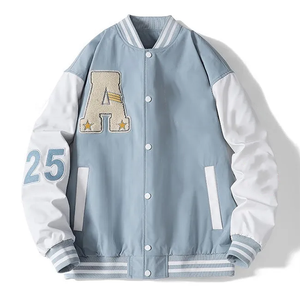 Premium Venta caliente manga de cuero Chenille parches en relieve botón Arriba hombres Varsity chaqueta - Product Image 3