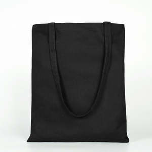 <b>Large</b> Eco-Friendly 14x16 Cotton Shopping Tote <b>Bag</b> Black Solid Color <b>Canvas</b> Tote <b>Bag</b> - Product Image 4