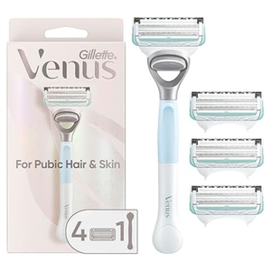 Rasoir manuel Venus White pour poils pubiens et poignée de peau pour femmes avec 2 recharges de lames de rasoir - Product Image 1
