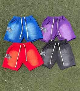 Éponge française personnalisée 100% coton designer haute qualité graphique surdimensionné impression de mode lavé lavage à l'acide Shorts - Product Image 1