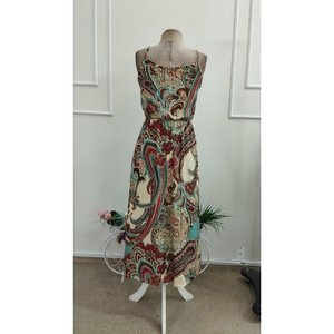 Women's Strappy Wrap Neckline <b>Elastic</b> Waist Front Slit Patterned Supreme Midi <b>Dress</b>, 36839 - patterned - Product Image 6