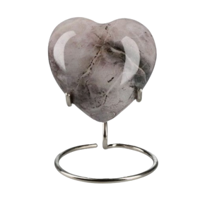 Forma de corazón con acabado de mármol con soporte Mini urnas de cremación de recuerdo de Metal para cenizas Urnas de recuerdo funerario para uso de cremación - Product Image 1