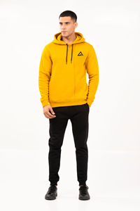 เสื้อฮู้ดดี้ผู้ชายผ้าเฟรนช์เทอร์รี่เนื้อหนา ทรงโอเวอร์ไซส์ ไหล่ตก ปักโลโก้แบบนูน ย้อมสีพื้น ปักลายโดย Ako - Product Image 3