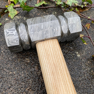 Damascus Steel Blacksmith Hammer Handmade Custom Design for Knife Making DIY OEM Customizable Wood <b>Handle</b> Multi-Purpose - Product Image 4