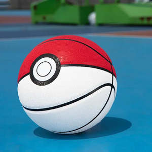 Ballon de basket-ball Pokémon Pokeball avec logo personnalisé, tailles 5 et 6, pour entraînement en salle, en caoutchouc et cuir, avec impression couleur - Product Image 3