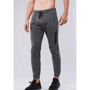 Pantalon de jogging léger pour homme en molleton de coton, respirant, design personnalisé, avec poches zippées, pour l'entraînement et le fitness - Product Image 1