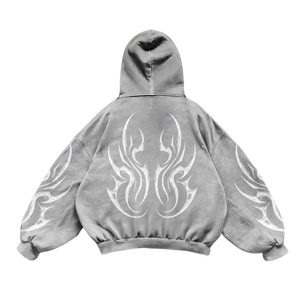 Logo personnalisé fabriqué en usine 100% coton polaire lavage à l'acide en détresse sérigraphie sweat à capuche hiver Streetwear sweat à capuche zippé - Product Image 6