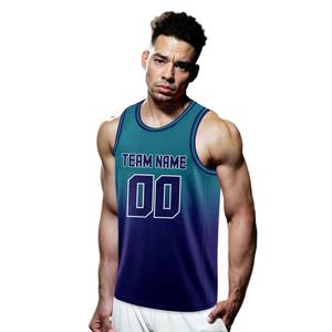 Camiseta de baloncesto con degradado azul-verde azulado personalizada para hombres, mujeres, niños jóvenes, logotipo impreso y nombre del equipo, número, tanque Hop - Product Image 3
