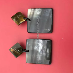 Pendiente de cuerno real para mujer y Niña 100%, joyería de lujo popular natural y ecológica, pendientes de cuerno de búfalo de buey sudafricano - Product Image 1