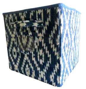 Blue Printed Cotton Fabric Stitched On The <b>Cardboard</b> Beautiful Collapsible Yet Sturdy <b>Box</b> For Multiple Use <b>Storage</b> <b>Box</b> - Product Image 3