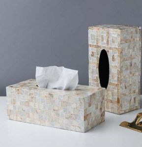 Boîte à mouchoirs en MDF incrusté d'os Décor américain élégant pour hôtels, bureaux et espaces de vie - Product Image 2