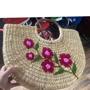 กระเป๋าฟางฟางทำมือทำด้วยมือเป็นมิตรต่อสิ่งแวดล้อมเหมาะสำหรับการช้อปปิ้งกระเป๋าถือของผู้หญิง - Product Image 2