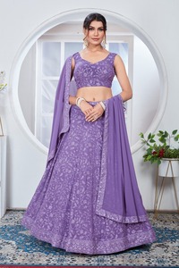 Fox Georgette Lehenga Choli avec chemisier brodé lourd tenue indienne traditionnelle mais à la mode pour toutes les occasions à vendre prix - Product Image 3
