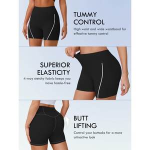 Pantalones cortos de entrenamiento de levantamiento de botines de cintura alta para mujer, transpirables de doble capa con bolsillos laterales para ocio al aire libre, Fitness y Yoga - Product Image 4