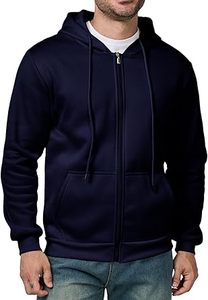 Sweats à capuche décontractés d'hiver pour hommes en polyester/coton polaire de couleur unie coupe régulière avec conception de poche écologique séchage rapide respirant - Product Image 4