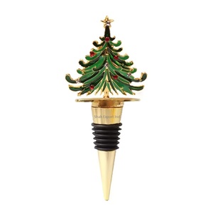 ที่อุดขวดไวน์ดีไซน์ต้นคริสต์มาสทำจากโลหะชุบทองอุปกรณ์สำหรับเครื่องดื่มไวน์ของขวัญบาร์ไวน์ - Product Image 1