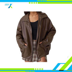 Chaqueta Oversize de Cuero Sintético para Mujer, Estilo Motociclista, Abrigo Formal de Otoño con Cierre de Cremallera y Ajuste Relajado, Ecológica y Gruesa - Product Image 3