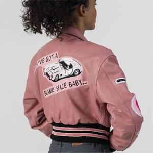 Fabricación 100% chaqueta universitaria transpirable con mangas de cuero de Color de contraste de alta calidad chaqueta universitaria hecha a medida para mujer - Product Image 5