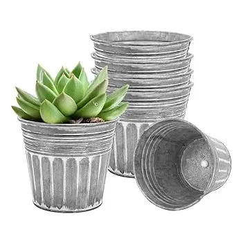 Premium Packaging Modern Metal Planters Bucket Small and large Decorative Garden Items Planter Captivating Look Galvanized Plant