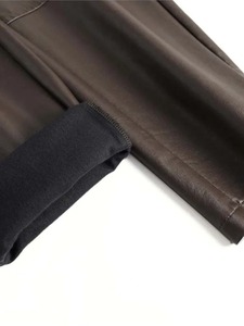 Pantalones de cuero PU de alta calidad 2024 para mujer, pantalones pitillo cálidos hasta el tobillo con cintura elástica, lona elegante para Otoño Invierno - Product Image 2