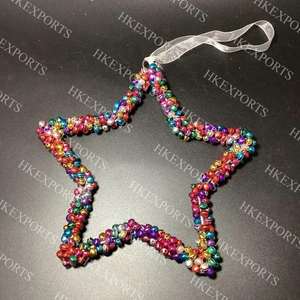 "Adornos colgantes con cuentas navideñas multicolores hechos a mano, decoraciones festivas navideñas, adornos artesanales con cuentas para árboles de Navidad - Product Image 6