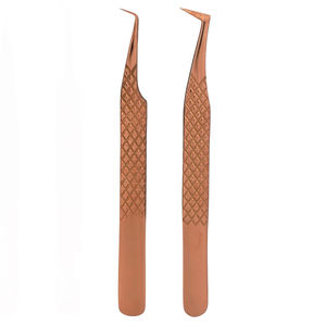 Lot de 4 extensions de cils en acier japonais à poignée diamantée Pince à épiler Volume personnalisé Or rose Fourniture de cils en acier japonais - Product Image 3