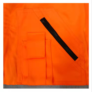 เสื้อแจ็คเก็ตทำงานสีส้มสะท้อนแสงสำหรับผู้ชาย กันลม ป้องกันอันตราย บุขนแกะสำหรับฤดูหนาว พร้อมซิปปิด - Product Image 4