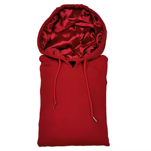 Plus Size Men's Double Layered Silk Satin Hood <b>Lined</b> Blank Sweatshirts Plain <b>Hoodies</b> With Custom logo - Product Image 4