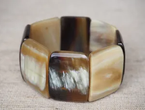Mejor diseño Animal náutico Ecológico Cuerno de búfalo Brazalete Pulido Ágata natural Cuerno blanco Color Amor Brazalete elástico - Product Image 5