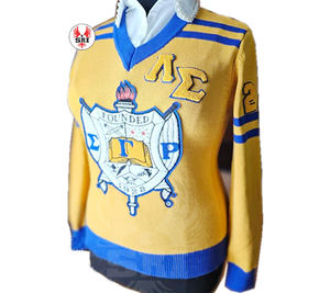 Sigma เสื้อสเวตเตอร์ถักไหมพรมอะคริลิคสำหรับผู้หญิงเสื้อสเวตเตอร์คาร์ดิแกนปักลายสำหรับชมรมแกมมา Rho soror - Product Image 1