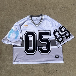 T-shirts à col en V imprimés de sport de football personnalisés pour hommes Maillot de football américain de basket-ball de football Boxy surdimensionné à séchage rapide - Product Image 5