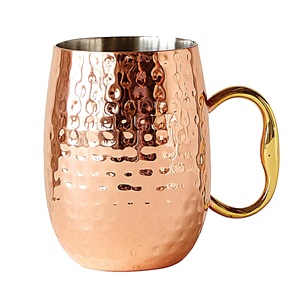 Taza brillante de cobre de mula de Moscú con mango de latón para hotel, cafetería y bar, taza de vino de Metal de diseño único para fiestas y restaurantes - Product Image 1