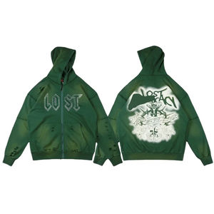 เสื้อฮู้ดซิปมีซิปสำหรับผู้ชายผ้าฝ้าย100% ประดับเพชรซักสไตล์สบายๆ - Product Image 5